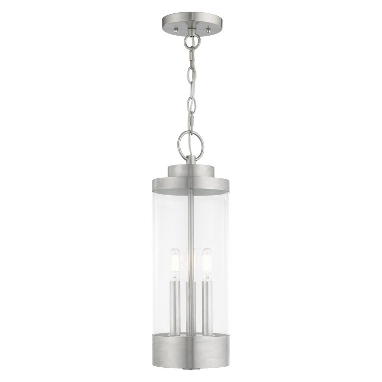 Livex Lighting - 20727-91 - Three Light Outdoor Pendant - Hillcrest - Brushed Nickel