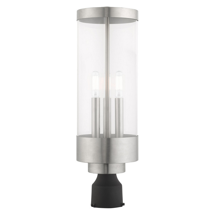 Livex Lighting - 20728-91 - Three Light Post-Top Lanterm - Hillcrest - Brushed Nickel