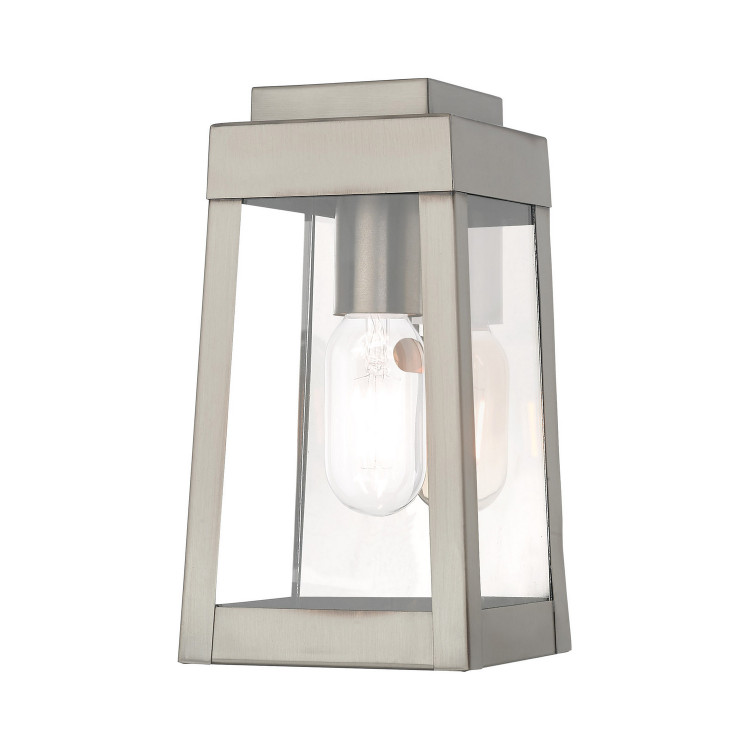 Livex Lighting - 20851-91 - One Light Outdoor Wall Lantern - Oslo - Brushed Nickel w/ Polished Chrome Stainless Steel
