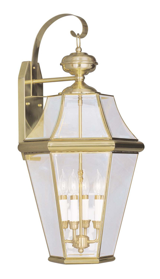 Livex Lighting - 2366-02 - Four Light Outdoor Wall Lantern - Georgetown - Polished Brass