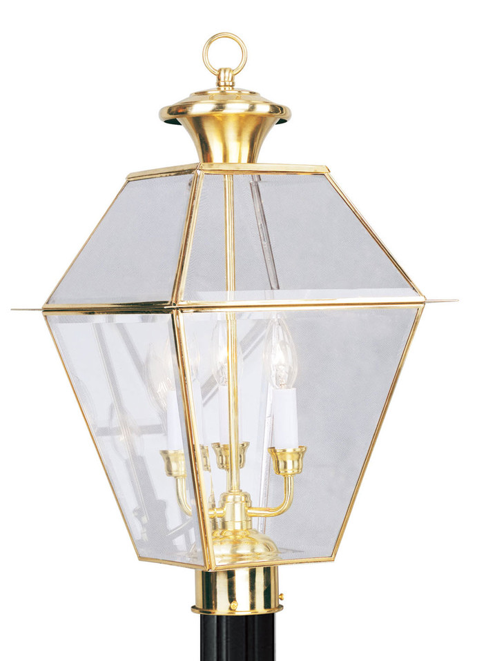 Livex Lighting - 2384-02 - Three Light Post-Top Lanterm - Westover - Polished Brass