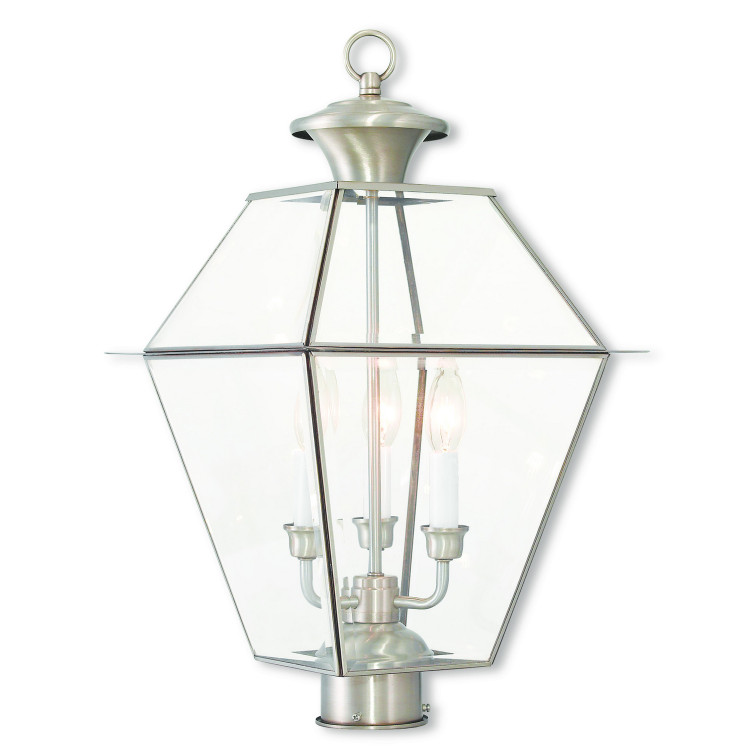 Livex Lighting - 2384-91 - Three Light Post-Top Lanterm - Westover - Brushed Nickel
