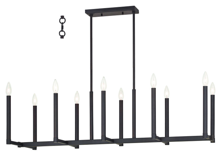 Livex Lighting - 40259-07 - Ten Light Linear Chandelier - Alpine - Bronze