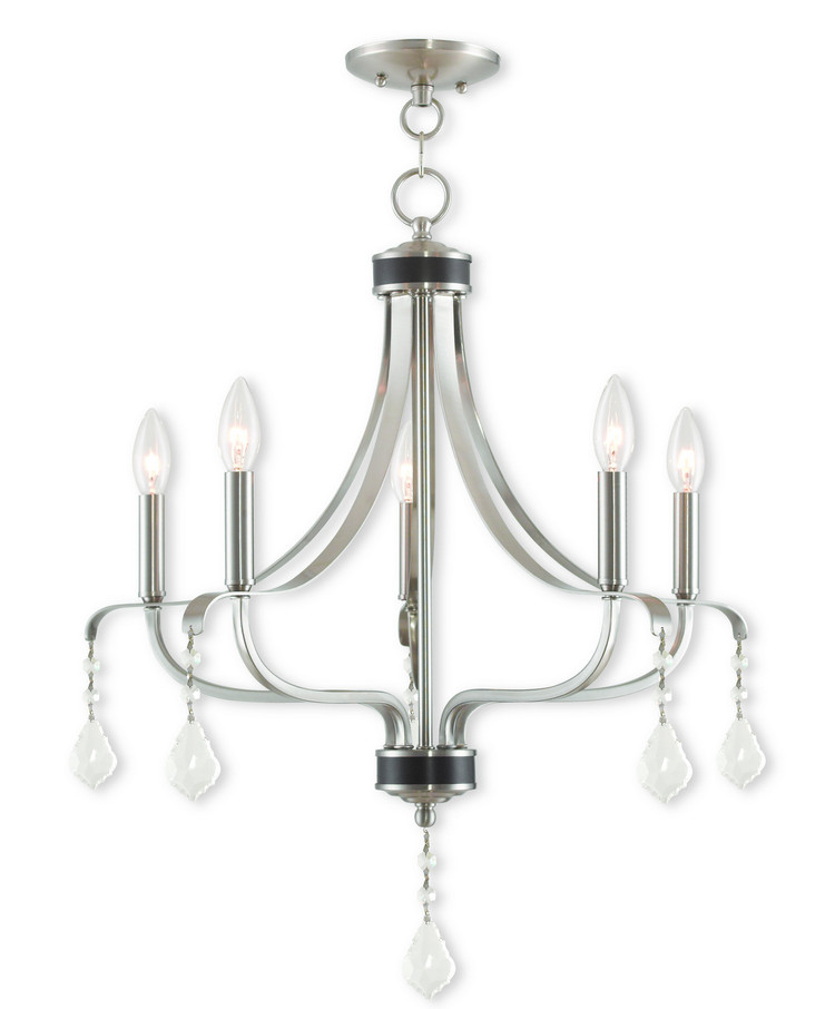 Livex Lighting - 40785-91 - Five Light Chandelier - Laurel - Brushed Nickel w/ English Bronzes