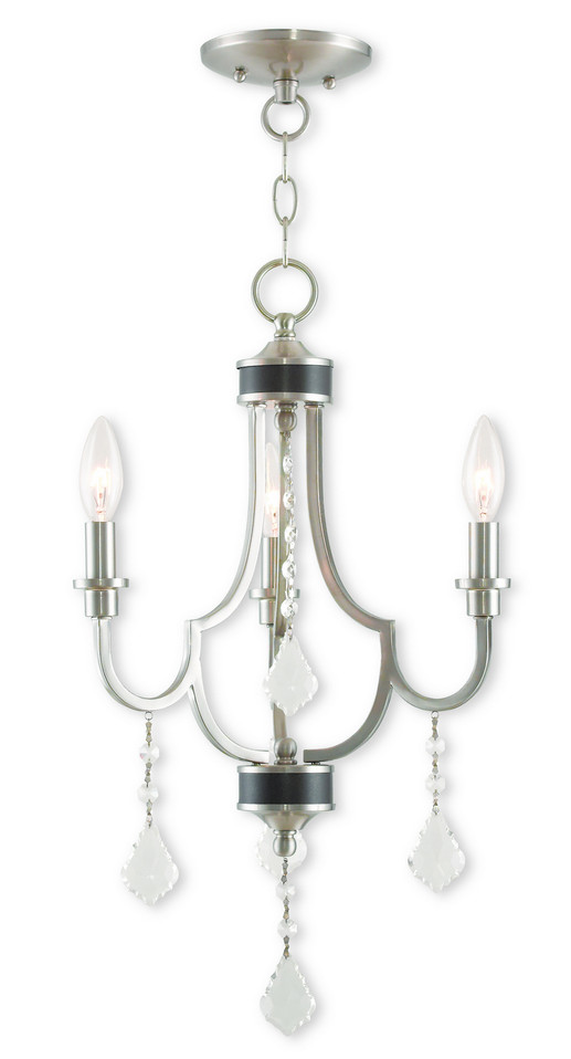 Livex Lighting - 40883-91 - Three Light Mini Chandelier - Glendale - Brushed Nickel w/ English Bronzes