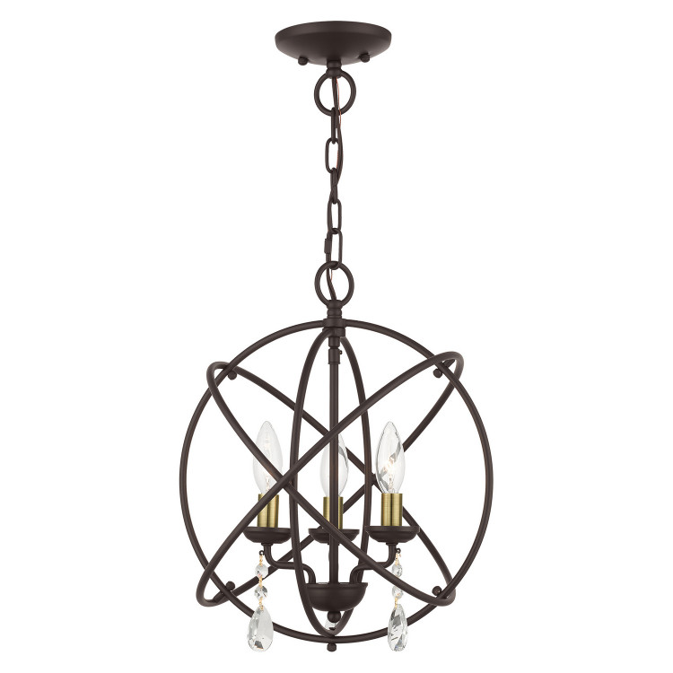 Livex Lighting - 40904-07 - Three Light Convertible Chandelier / Semi Flush - Aria - Bronze w/ Antique Brasss