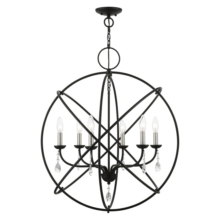 Livex Lighting - 40906-04 - Six Light Chandelier - Aria - Black w/Brushed Nickel Finish Candles