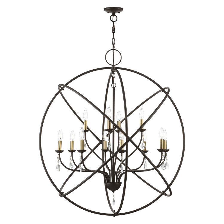 Livex Lighting - 40909-07 - 12 Light Foyer Chandelier - Aria - Bronze w/Antique Brass Finish Candles