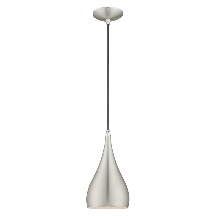 Livex Lighting - 41171-66 - One Light Mini Pendant - Amador - Brushed Aluminum w/ Polished Chromes