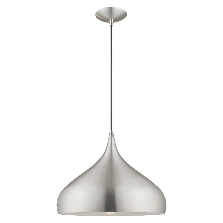 Livex Lighting - 41174-66 - One Light Mini Pendant - Amador - Brushed Aluminum w/ Polished Chromes