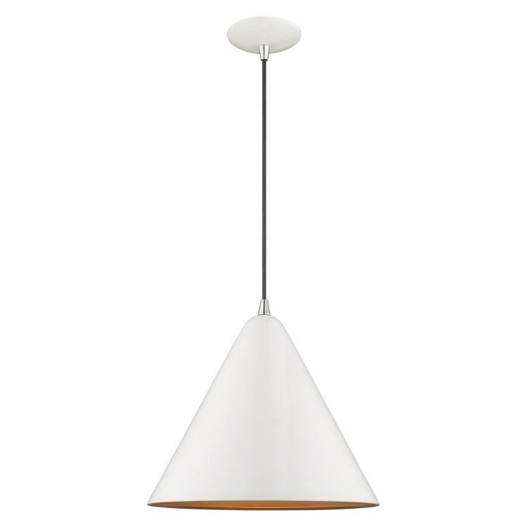 Livex Lighting - 41176-69 - One Light Mini Pendant - Dulce - Shiny White w/ Polished Chromes