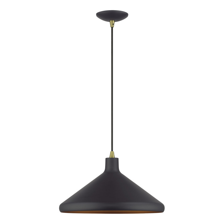 Livex Lighting - 41179-07 - One Light Pendant - Geneva - Bronze with Antique Brass