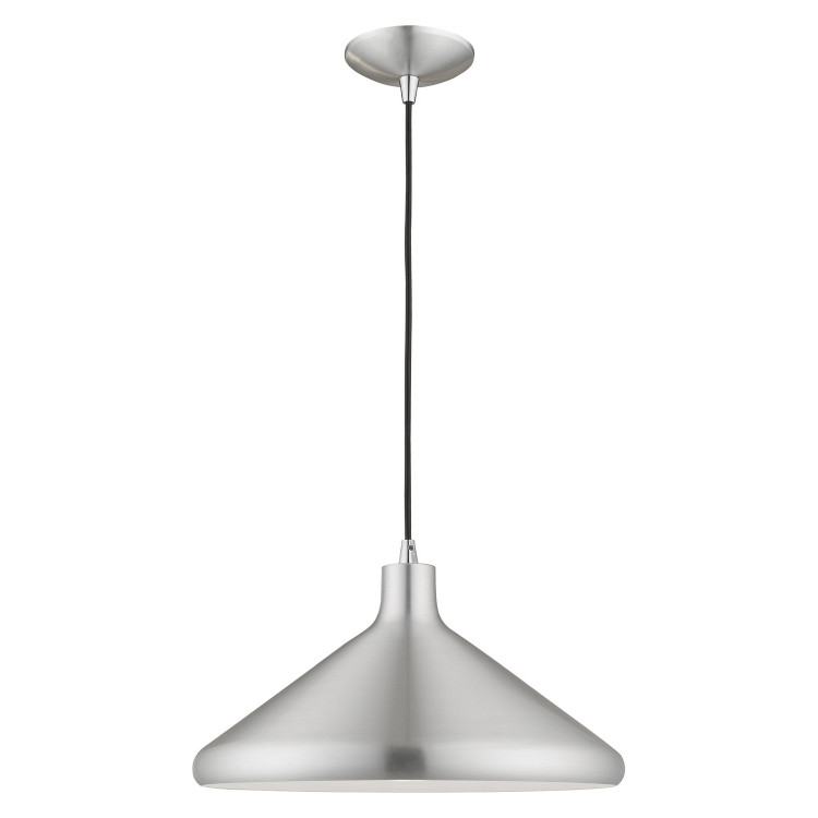 Livex Lighting - 41179-66 - One Light Mini Pendant - Geneva - Brushed Aluminum w/ Polished Chromes