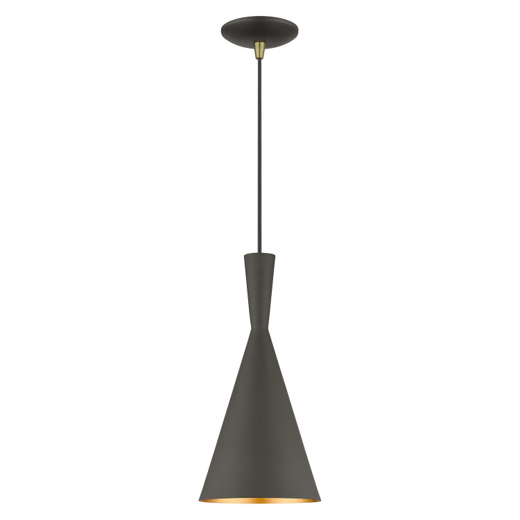 Livex Lighting - 41185-07 - One Light Pendant - Waldorf - Bronze with Antique Brass