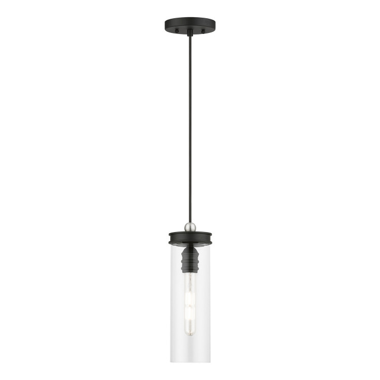 Livex Lighting - 41236-04 - One Light Mini Pendant - Devoe - Black w/Brushed Nickel