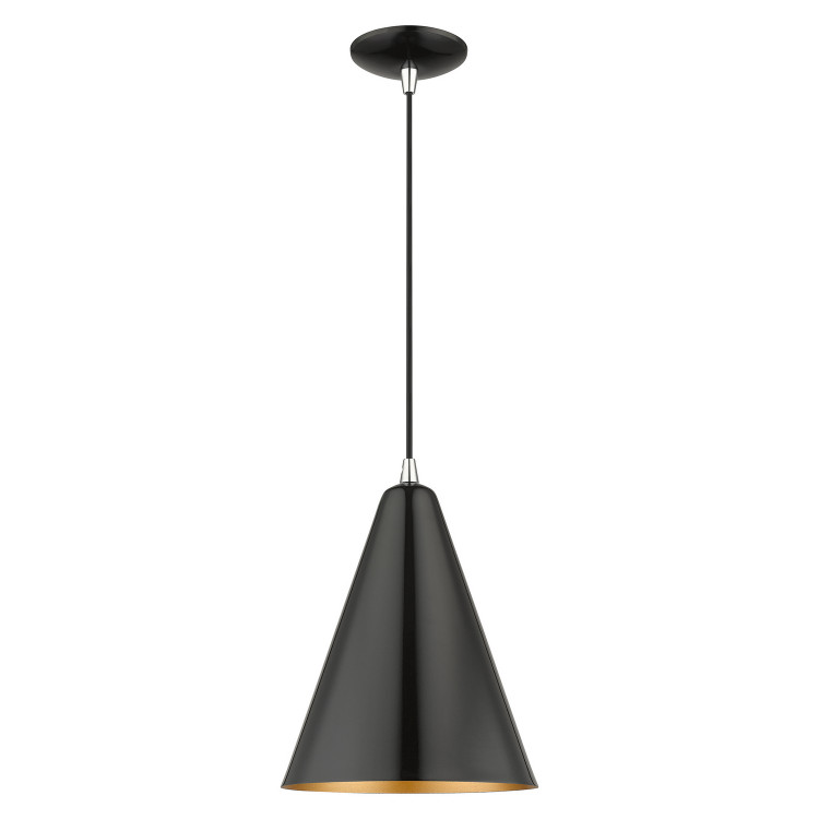 Livex Lighting - 41492-68 - One Light Pendant - Dulce - Shiny Black with Polished Chrome
