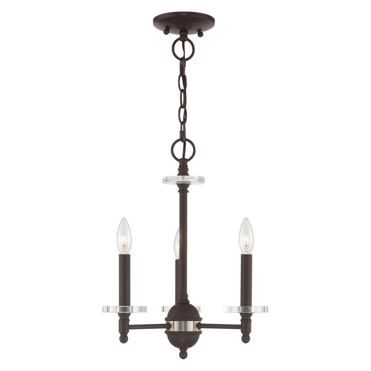 Livex Lighting - 42703-07 - Three Light Mini Chandelier - Bennington - Bronze w/ Brushed Nickel