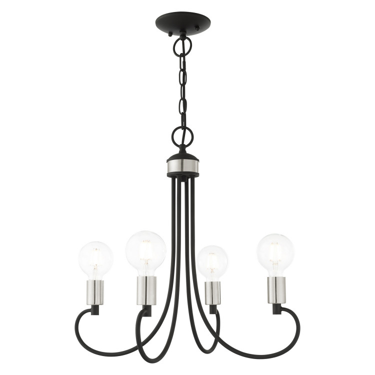 Livex Lighting - 42924-04 - Four Light Chandelier - Bari - Black w/ Brushed Nickels