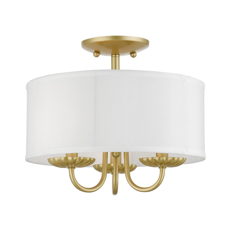 Livex Lighting - 42987-33 - Three Light Semi-Flush Mount - Brookdale - Soft Gold