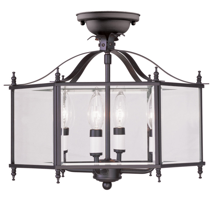 Livex Lighting - 4398-07 - Four Light Pendant/Ceiling Mount - Livingston - Bronze