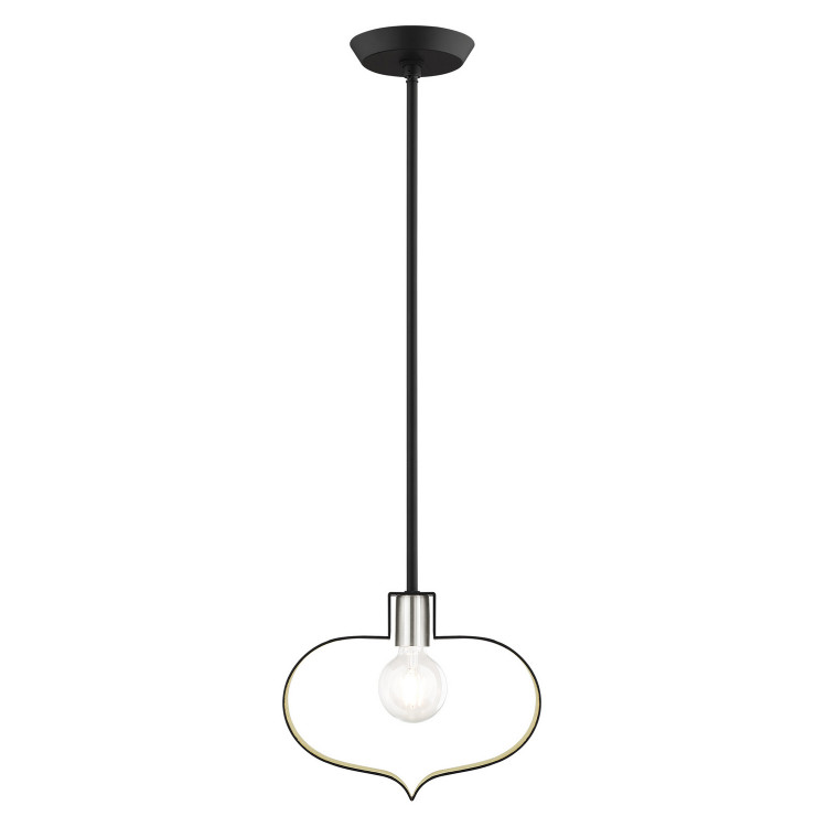 Livex Lighting - 45513-04 - One Light Pendant - Meadowbrook - Black w/ Brushed Nickels