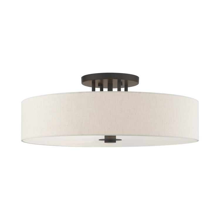 Livex Lighting - 45848-92 - Six Light Semi Flush Mount - Monroe - English Bronze