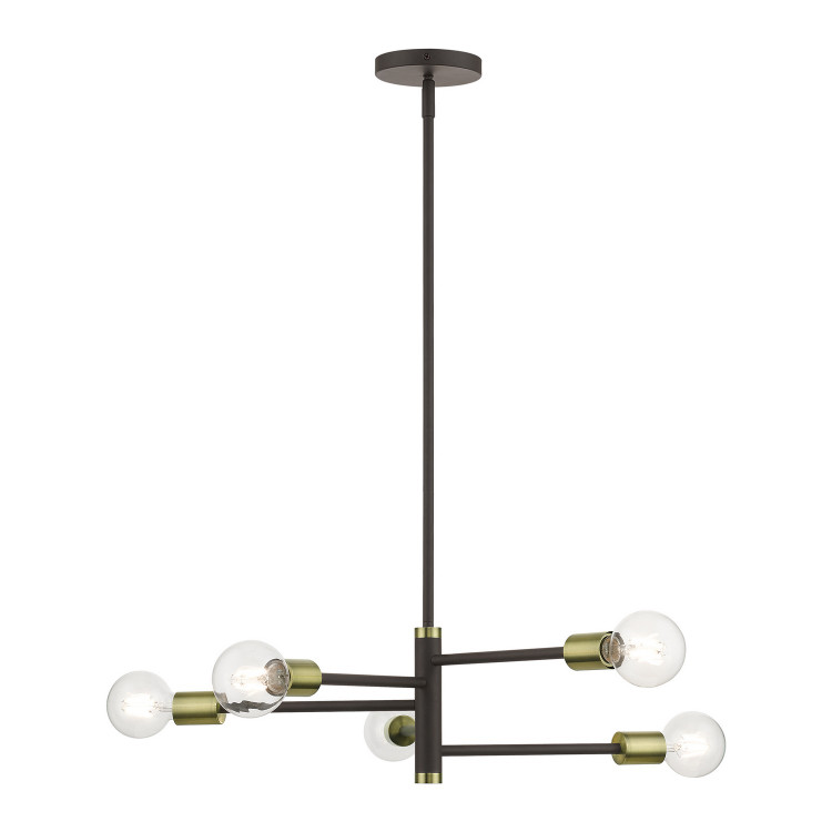 Livex Lighting - 45865-07 - Five Light Chandelier - Bannister - Bronze with Antique Brass