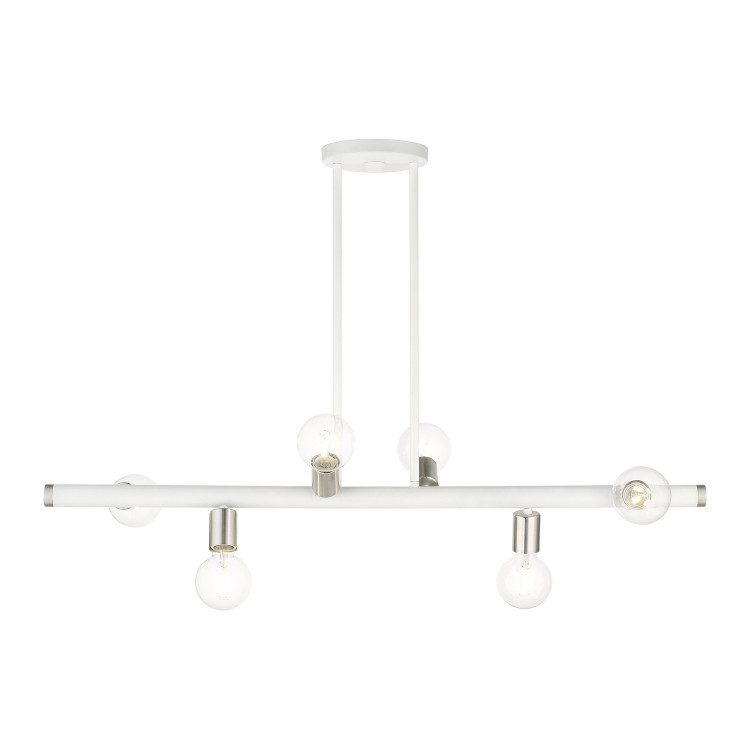 Livex Lighting - 45866-03 - Six Light Linear Chandelier - Bannister - White w/ Brushed Nickels