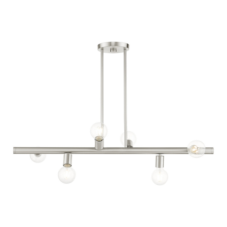 Livex Lighting - 45866-91 - Six Light Linear Chandelier - Bannister - Brushed Nickel