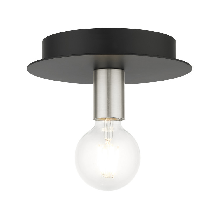 Livex Lighting - 45871-04 - One Light Flush Mount - Hillview - Black w/ Brushed Nickels
