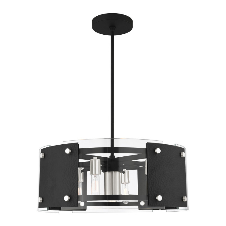 Livex Lighting - 45995-04 - Seven Light Chandelier - Barcelona - Black w/ Brushed Nickels
