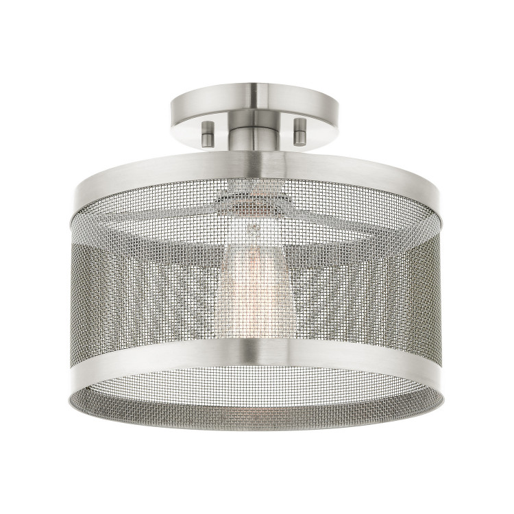 Livex Lighting - 46216-91 - One Light Semi Flush Mount - Industro - Brushed Nickel