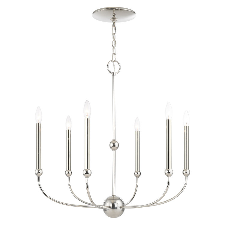 Livex Lighting - 46316-35 - Six Light Chandelier - Cortlandt - Polished Nickel