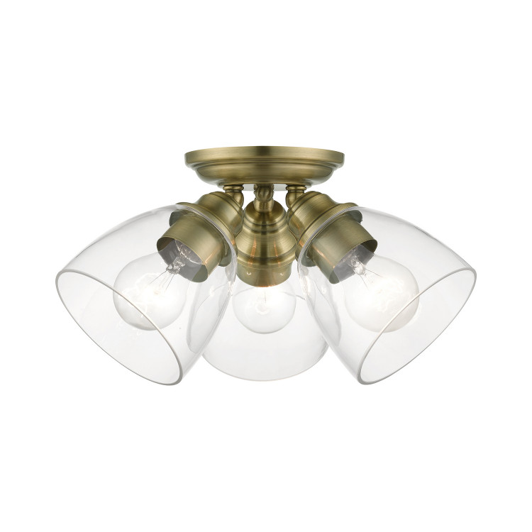 Livex Lighting - 46339-01 - Three Light Semi-Flush Mount - Montgomery - Antique Brass