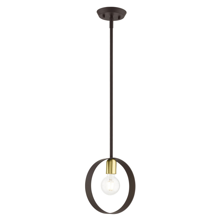 Livex Lighting - 46411-07 - One Light Pendant - Modesto - Bronze w/ Satin Brasss