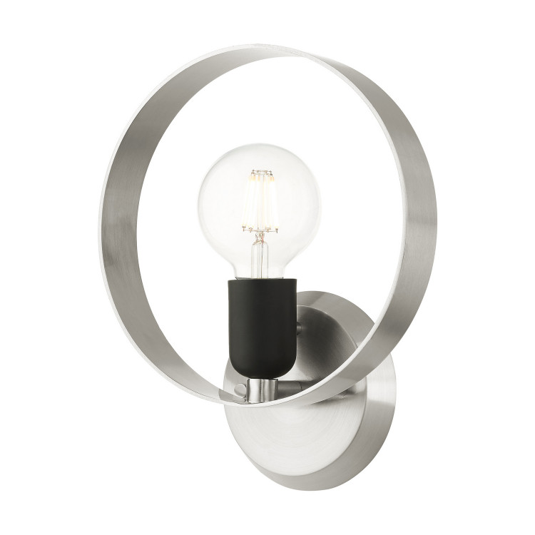 Livex Lighting - 46421-91 - One Light Wall Sconce - Modesto - Brushed Nickel w/ Blacks
