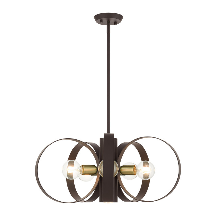 Livex Lighting - 46425-07 - Six Light Chandelier - Modesto - Bronze w/ Satin Brasss