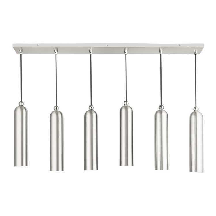 Livex Lighting - 46757-91 - Six Light Linear Pendant - Ardmore - Brushed Nickel w/ Polished Chromes