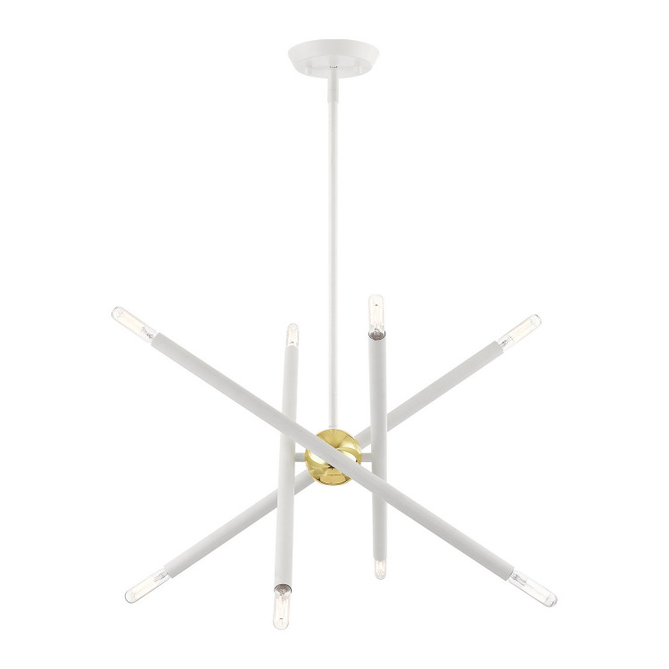 Livex Lighting - 46774-03 - Eight Light Chandelier - Soho - White w/ Polished Brasss