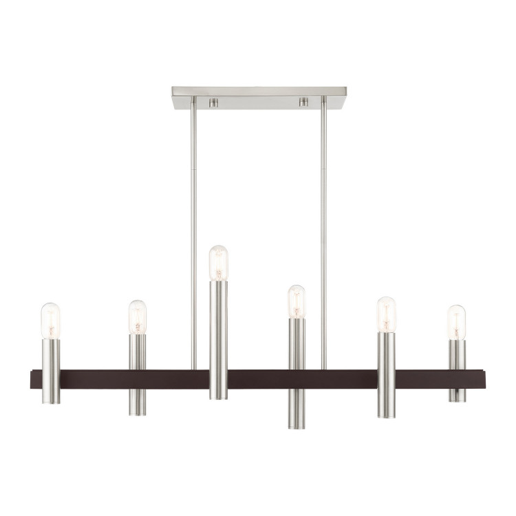 Livex Lighting - 46866-91 - Six Light Chandelier - Helsinki - Brushed Nickel w/ Bronzes