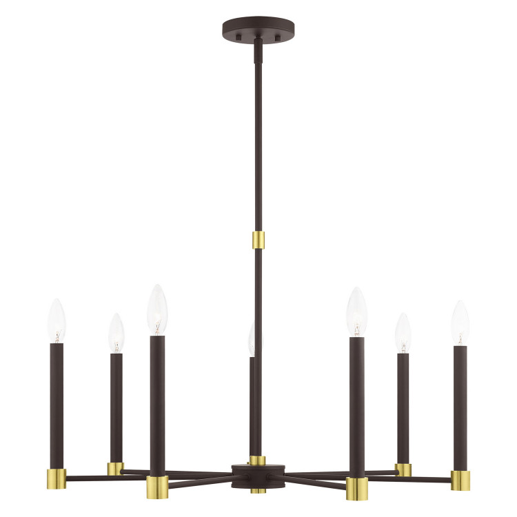 Livex Lighting - 46887-07 - Seven Light Chandelier - Karlstad - Bronze w/ Satin Brasss