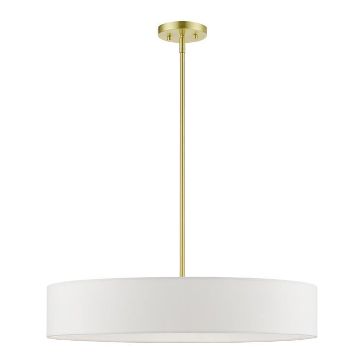 Livex Lighting - 46925-12 - Five Light Pendant - Venlo - Satin Brass w/Shiny White