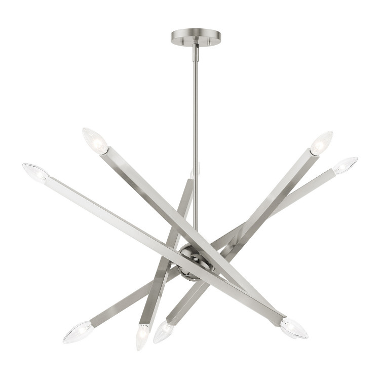 Livex Lighting - 46986-91 - Ten Light Chandelier - Monaco - Brushed Nickel w/ Black Chromes