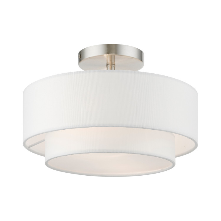 Livex Lighting - 47151-91 - Two Light Semi-Flush Mount - Meridian - Brushed Nickel