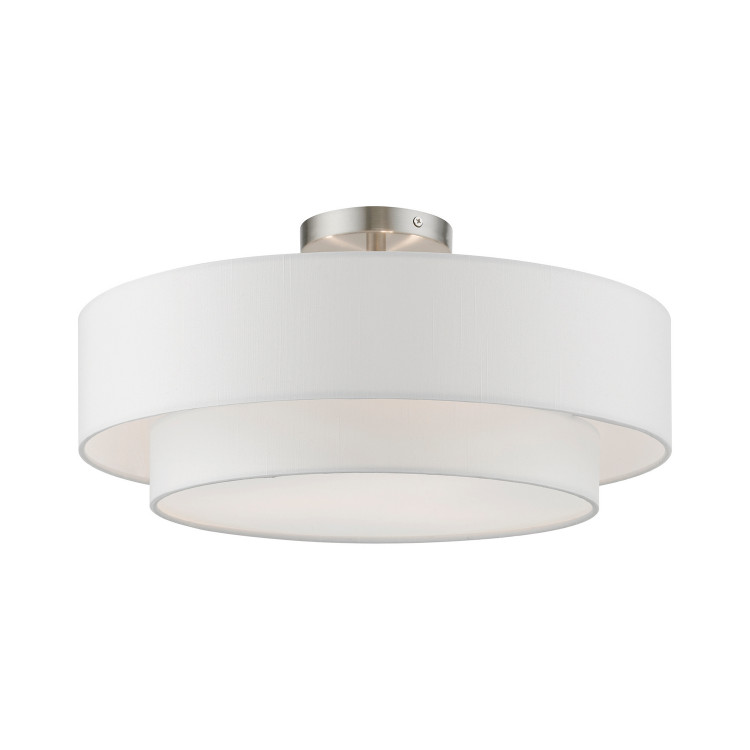 Livex Lighting - 47154-91 - Three Light Semi-Flush Mount - Meridian - Brushed Nickel