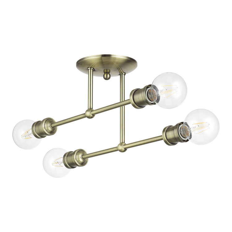 Livex Lighting - 47176-01 - Four Light Semi-Flush Mount - Delacroix - Antique Brass