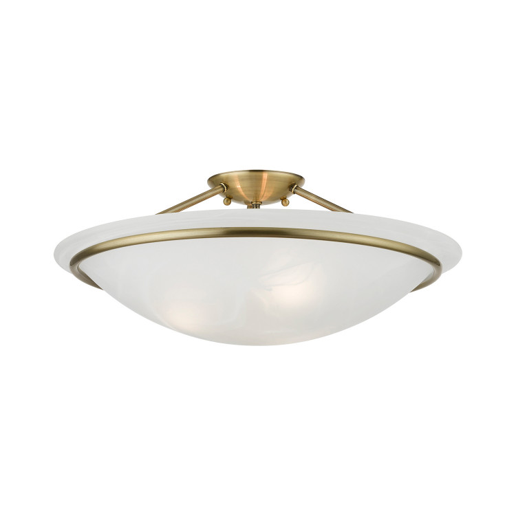 Livex Lighting - 4825-01 - Three Light Semi-Flush Mount - Newburgh - Antique Brass