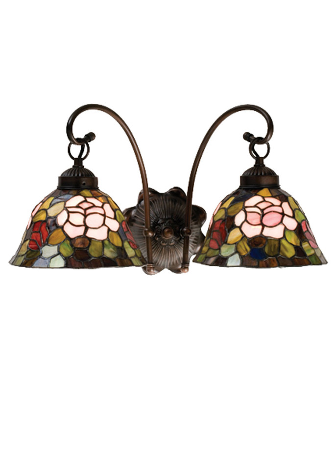 Meyda Tiffany - 18709 - Two Light Wall Sconce - Tiffany Rosebush - Mahogany Bronze