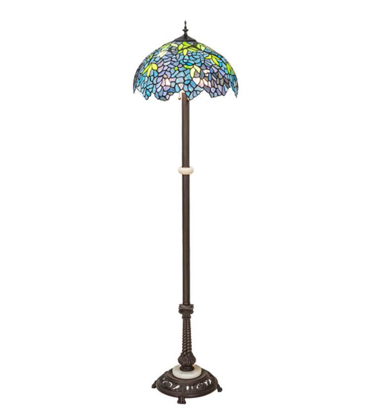 Meyda Tiffany - 225024 - Three Light Floor Lamp - Tiffany Wisteria - Mahogany Bronze