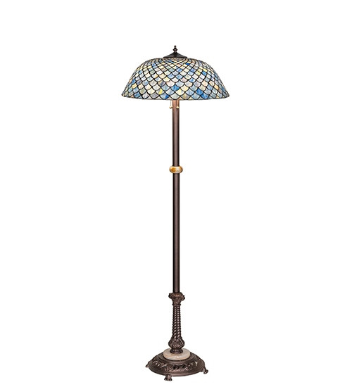 Meyda Tiffany - 229070 - Three Light Floor Lamp - Tiffany Fishscale - Mahogany Bronze